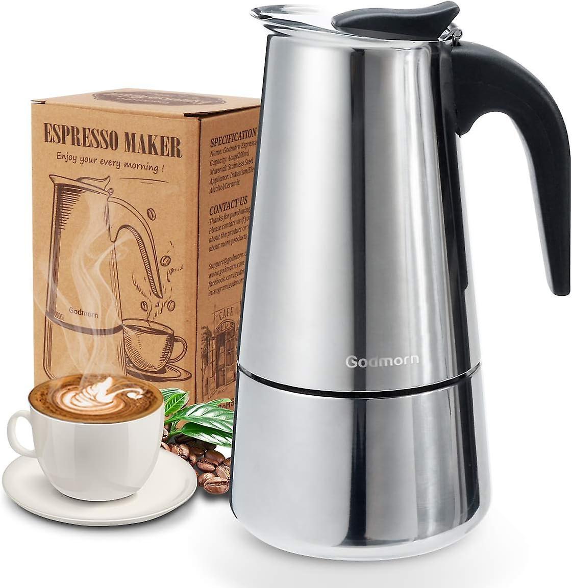 Stainless Steel Italian Moka Pot 300ml Espresso Maker Induction Compatible