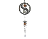 Square Rhombus Rotating Metal Spiral Tail Ball Wind Chime Pendant Home Decor- A