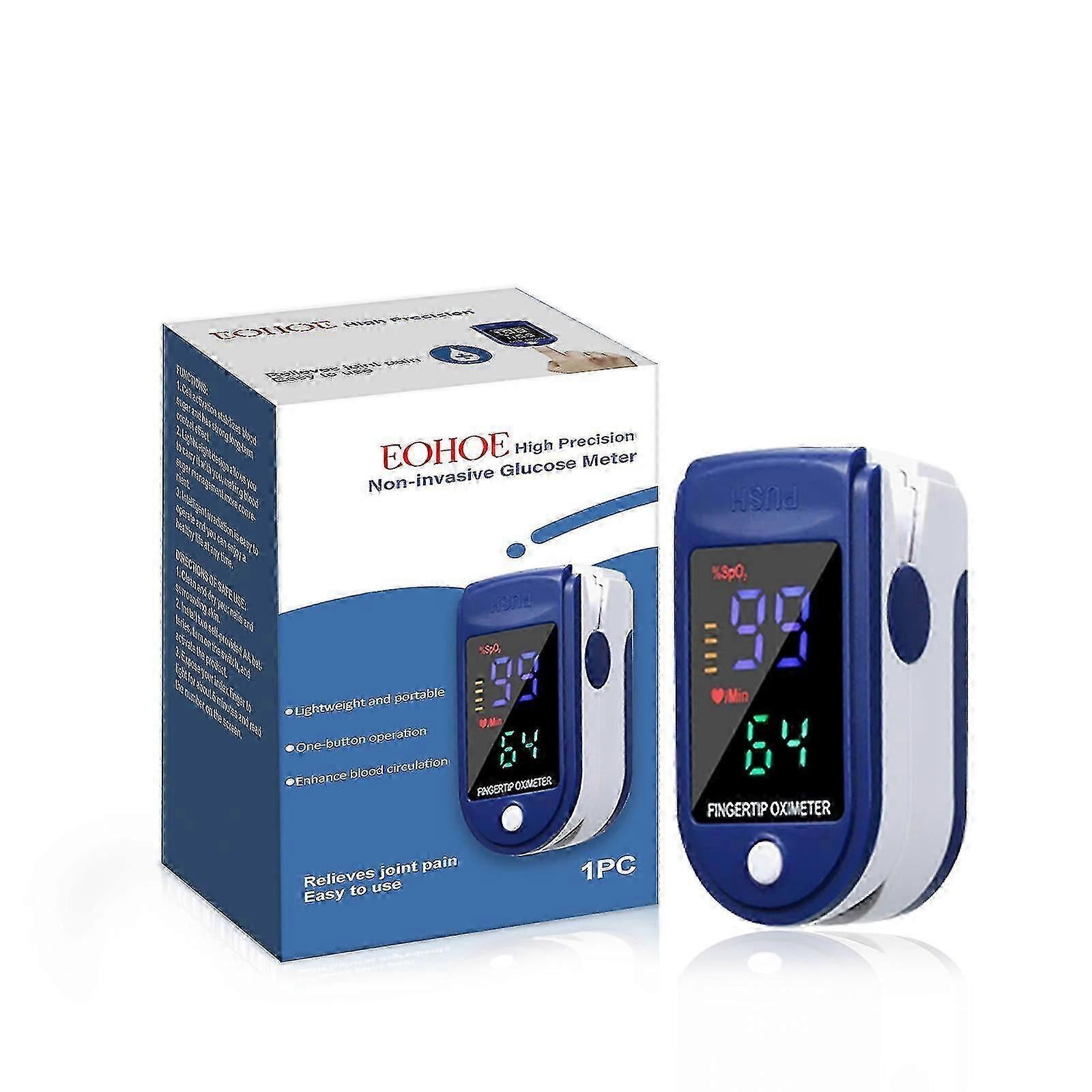 Portable Finger Pulse Oximeter with Clear Display, Compact Design