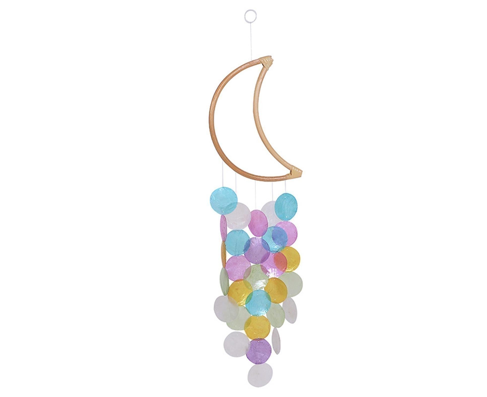 Wooden Moon Shape Wind Chime-Multicolor