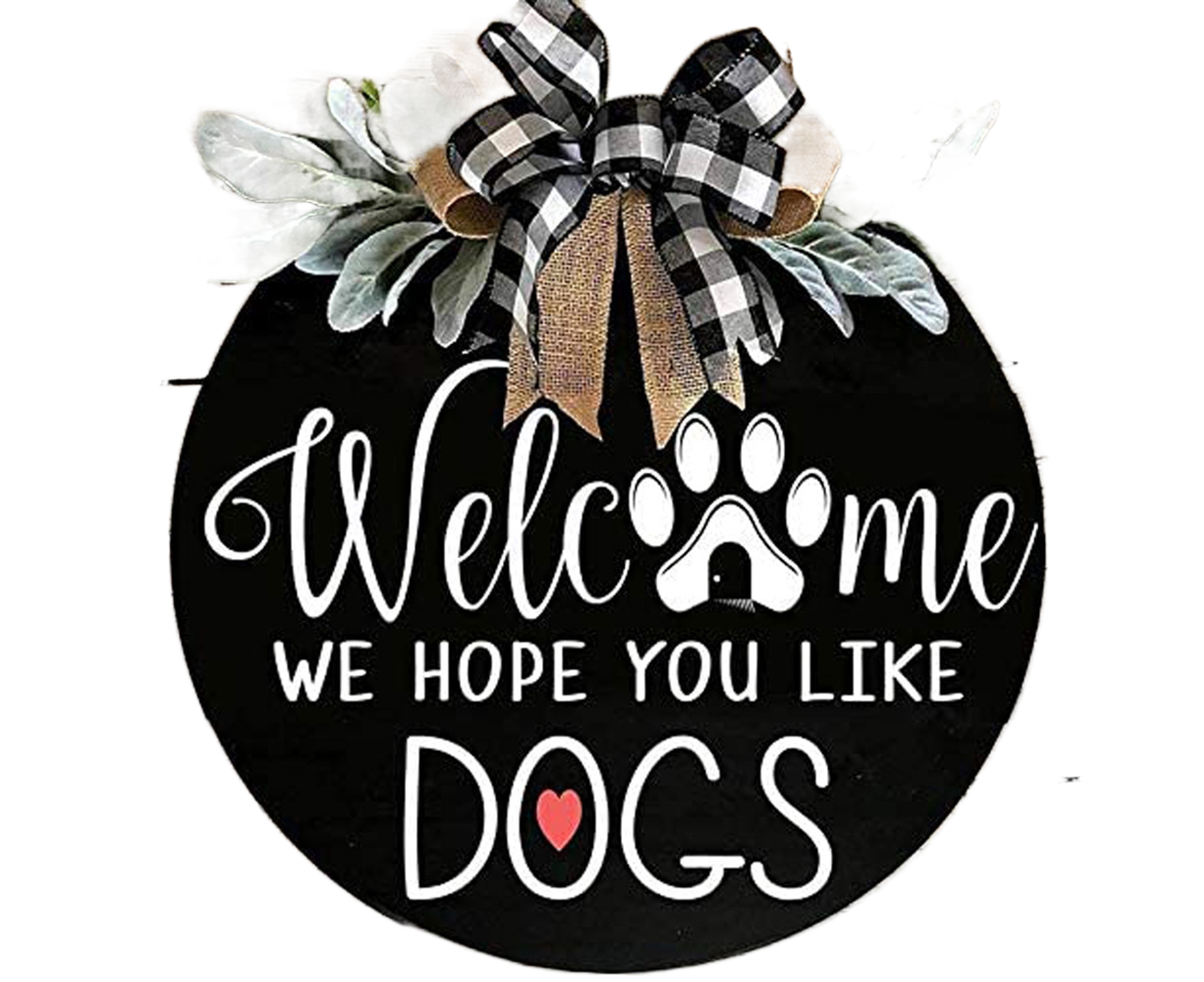 Door Sign Long Lasting Multifunctional Round Welcome Hanging Home Sign for Home-Black