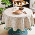 150cm Floral Printed Cotton Linen Round Tablecloth, Washable Fringed Round Table Cloth, Small Round Stain Proof Tablecloth Decorate Used For Dining Table