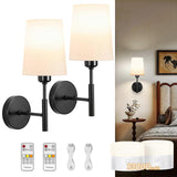 Battery Operated Wall Sconce Set of 2, LED, 13000mAh Rechargeable, Remote Dimmable