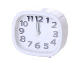Table Clock Low Noise Multi-functional Round Small Bedside Analog Alarm Clock for Daily Use - White