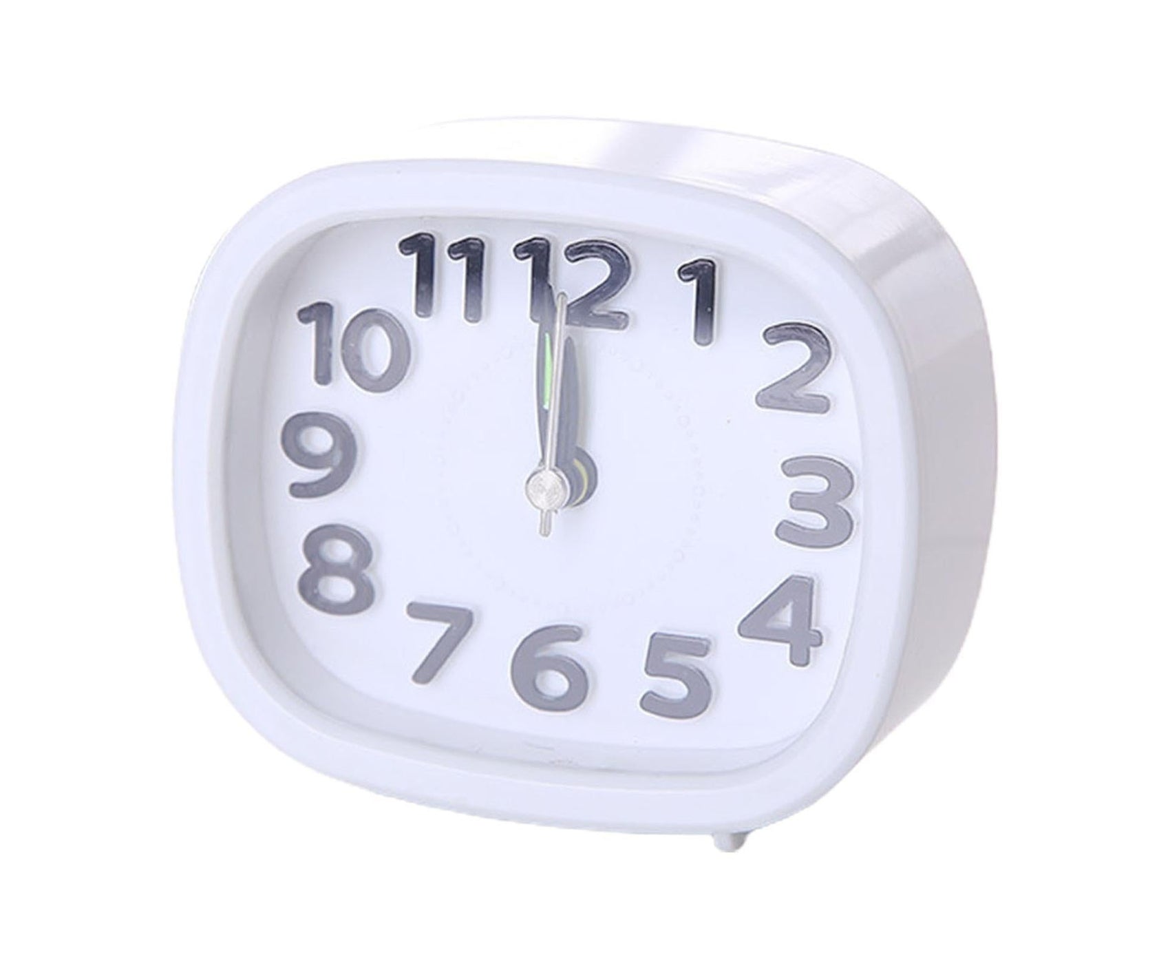 Table Clock Low Noise Multi-functional Round Small Bedside Analog Alarm Clock for Daily Use - White