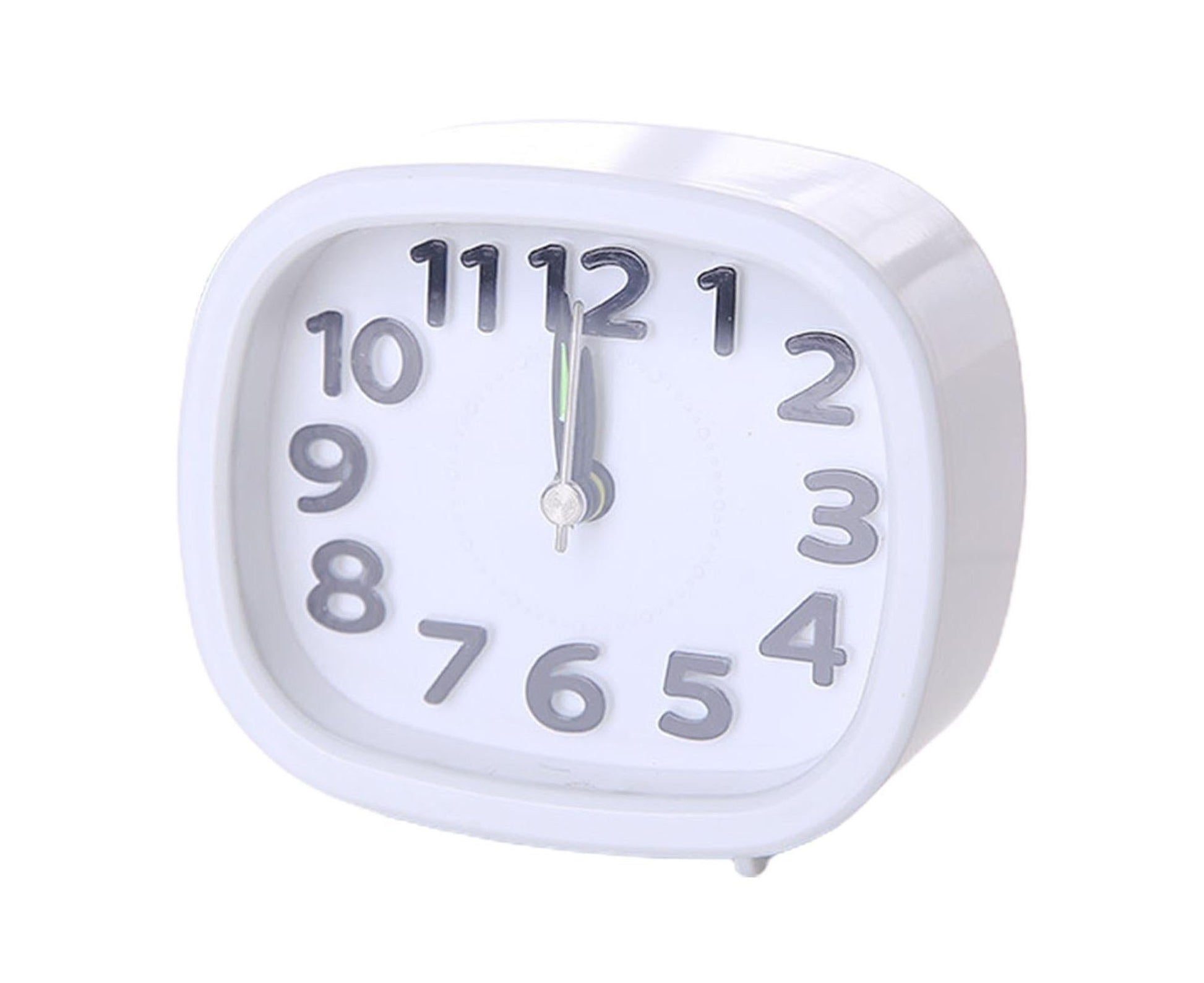 Table Clock Low Noise Multi-functional Round Small Bedside Analog Alarm Clock for Daily Use - White