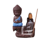 Porcelain Clay Little Buddha Censer Backflow Incense Burner Holder Ornament-Blue