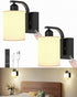 Battery Operated Wall Sconces Set of 2, Rechargeable LED, Touch & Remote Control, Black