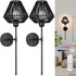 Battery Operated Wall Sconces Set of 2, Boho Rattan LED, Rechargeable, Remote, RGB Dimmable