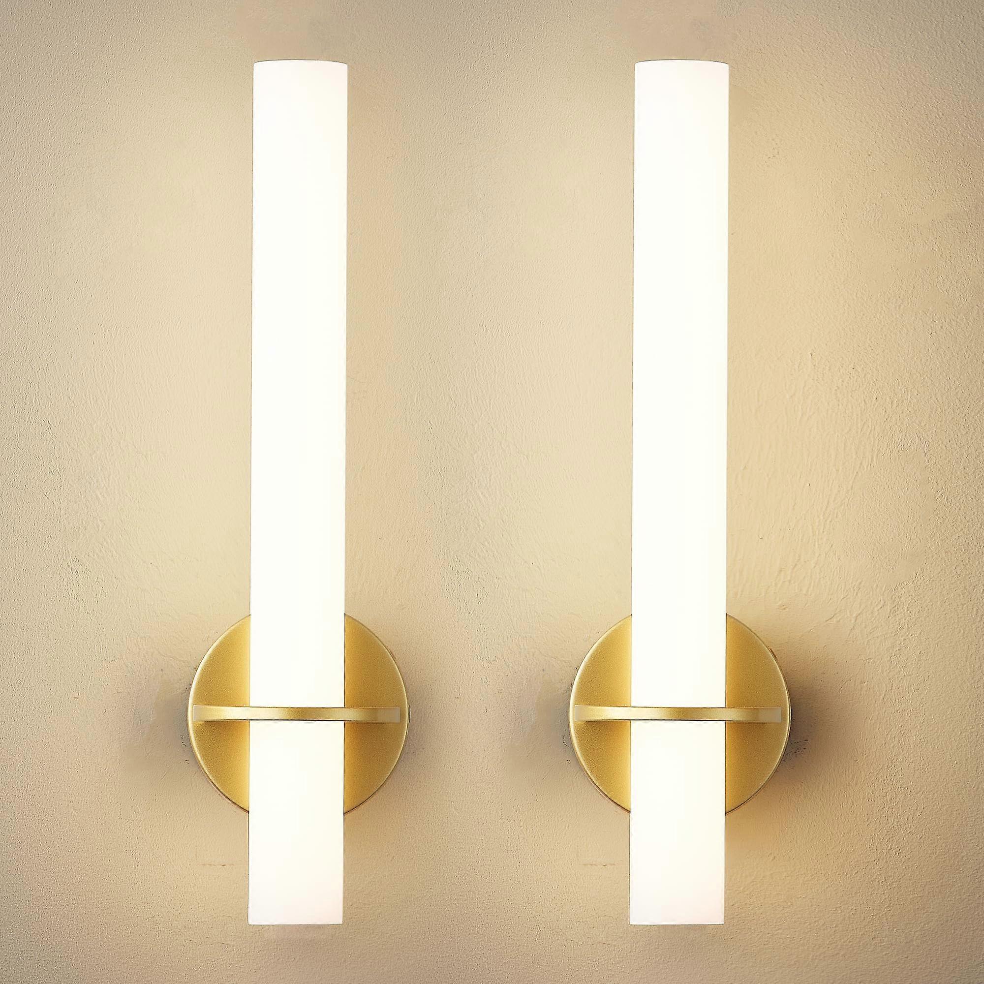 Gold Battery Operated Wall Sconce Set of 2, Rechargeable Wireless LED, Remote, Dimmable 3000K-6000K