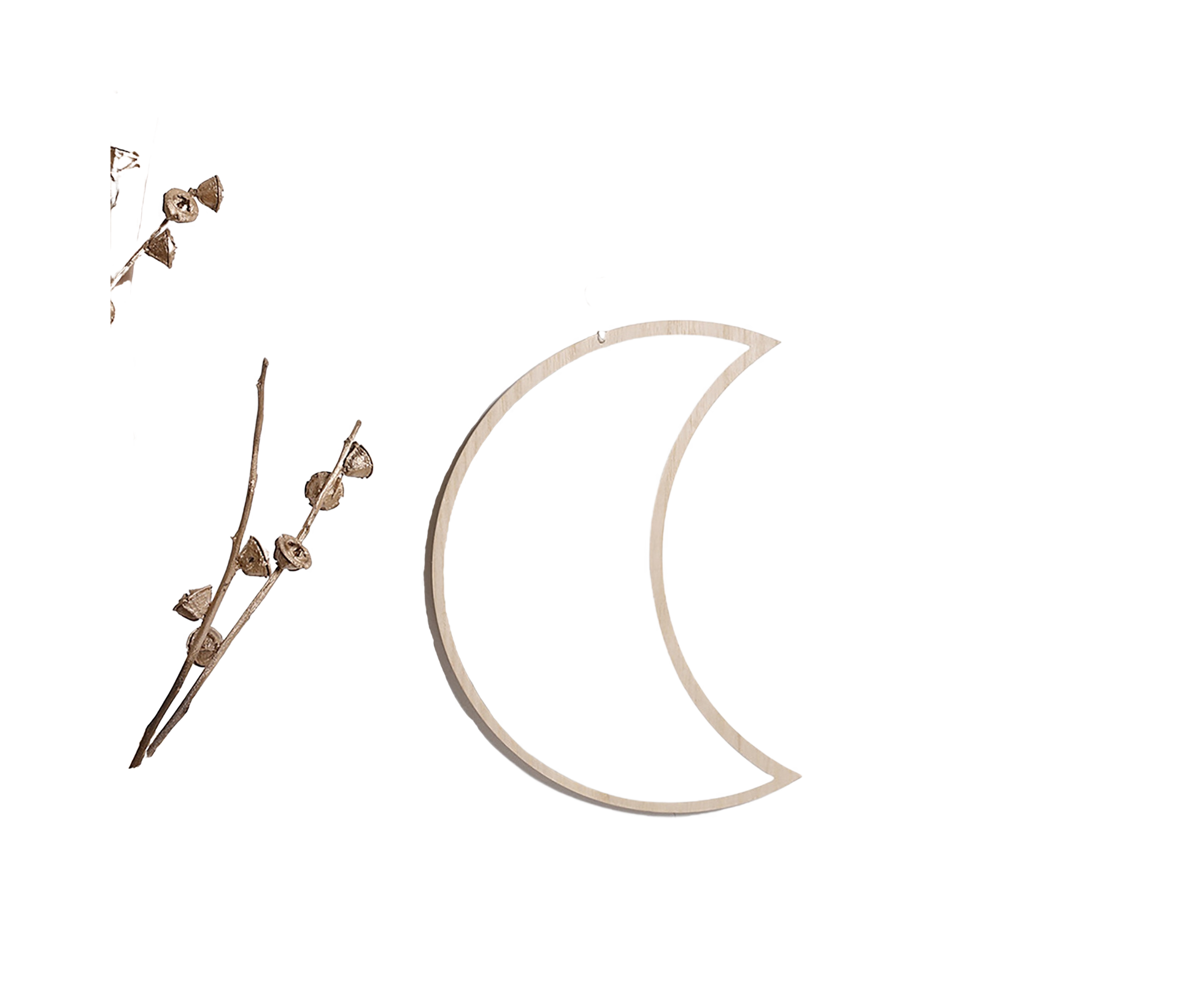 Moon Shape Mirror Decor for Bedroom-Natural
