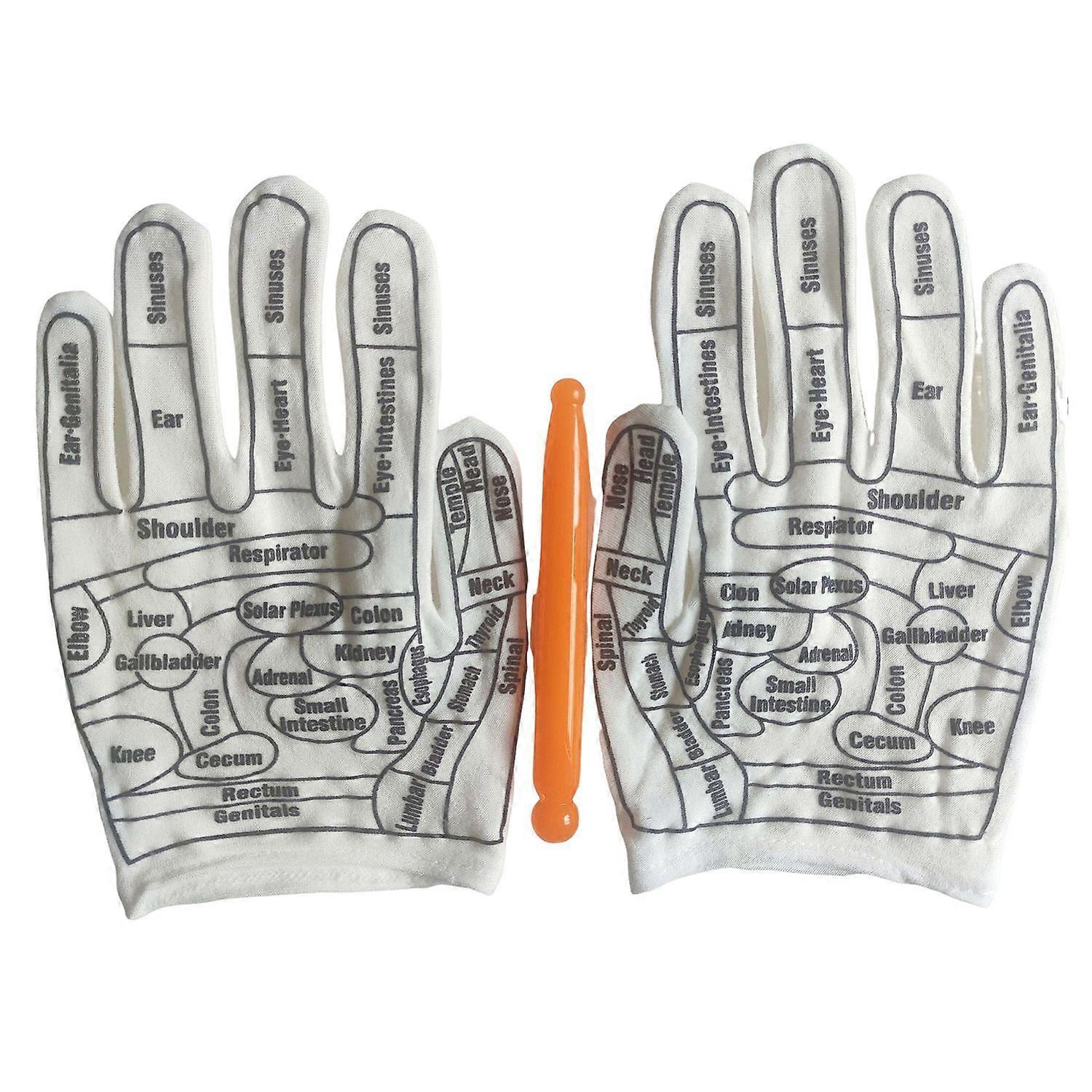 Reflexology Hand Massage Gloves Set with Acupressure Wand