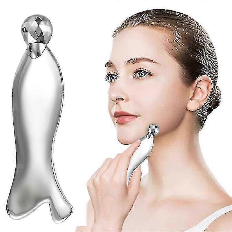 Portable 3D Alloy Fish-Shaped Roller Guasha Tool, Body Massage Device - M