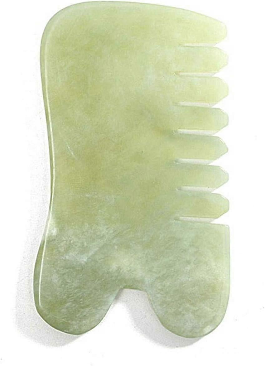 Natural Jade Stone Guasha Massage Comb, Acupuncture & Trigger Point Neck Therapy Tool