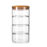 4pcs Stackable Glass Jars with Lid Storage Bowls for Fruit Salad Family Use