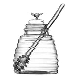 Honey Dispenser with Storage Jar Transparent Container for Syrup & Salad Dressing