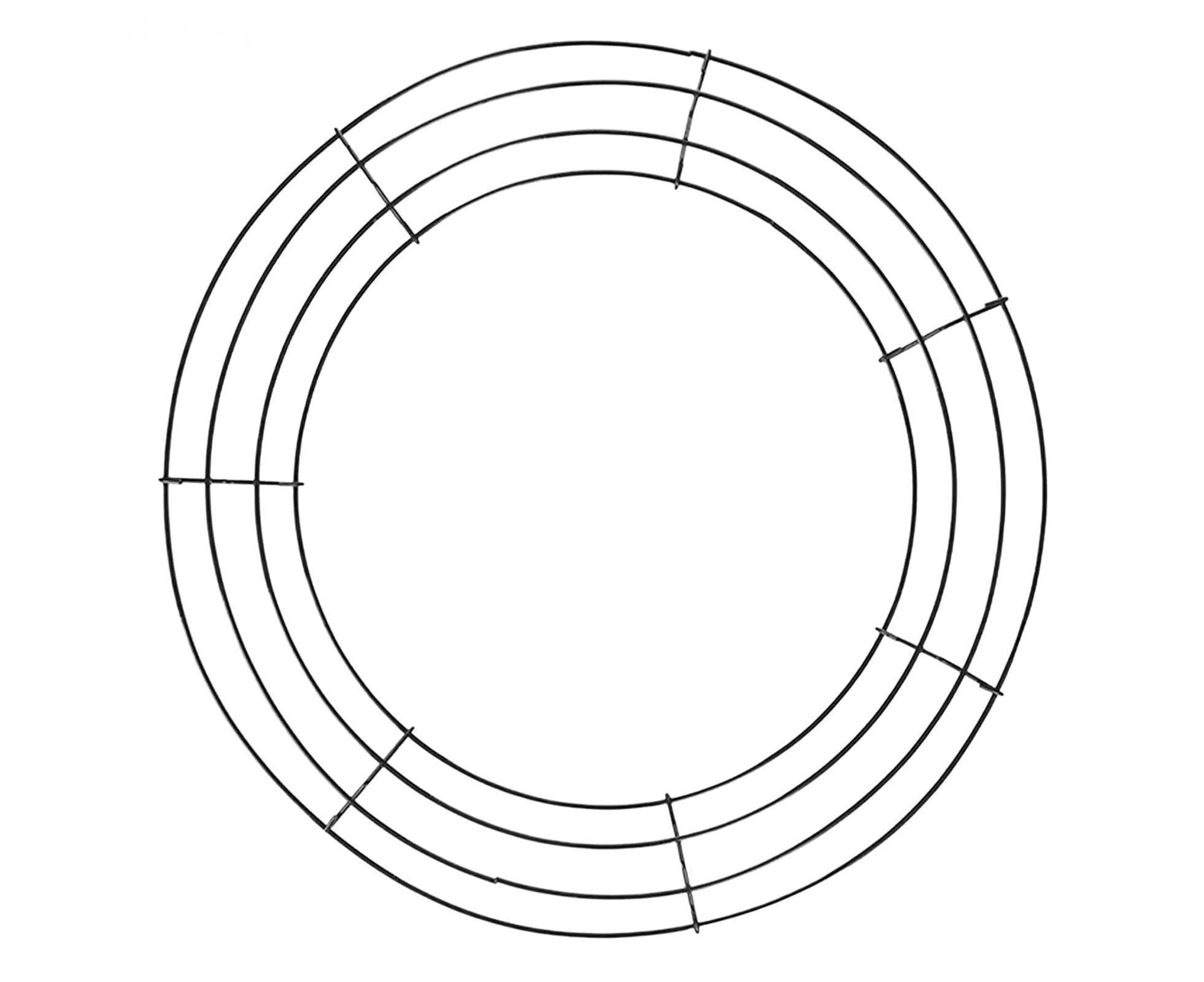 Wreath Frame Durable Wall Hanging Metal Rust-proof Wire Wreath Form for Home Decor-Black 40cm