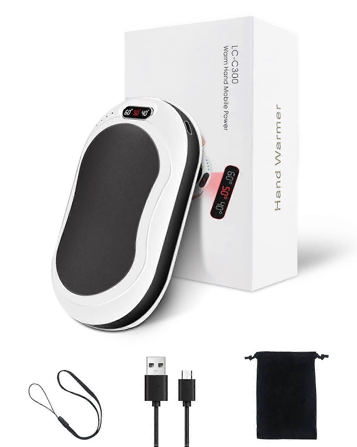 10000mAh Rechargeable Hand Warmer & Power Bank - 2-Sided Heating, Portable USB