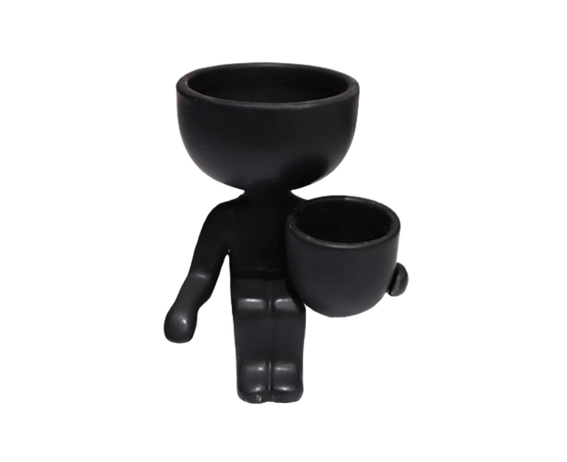 Glazed Flower Vase Simple Shatterproof Humanoid Design Flower Container Gardening Tools- 4