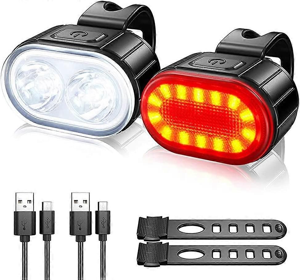 IPX4 Waterproof USB Rechargeable Bike Light Set - Front & Rear for Road Bike