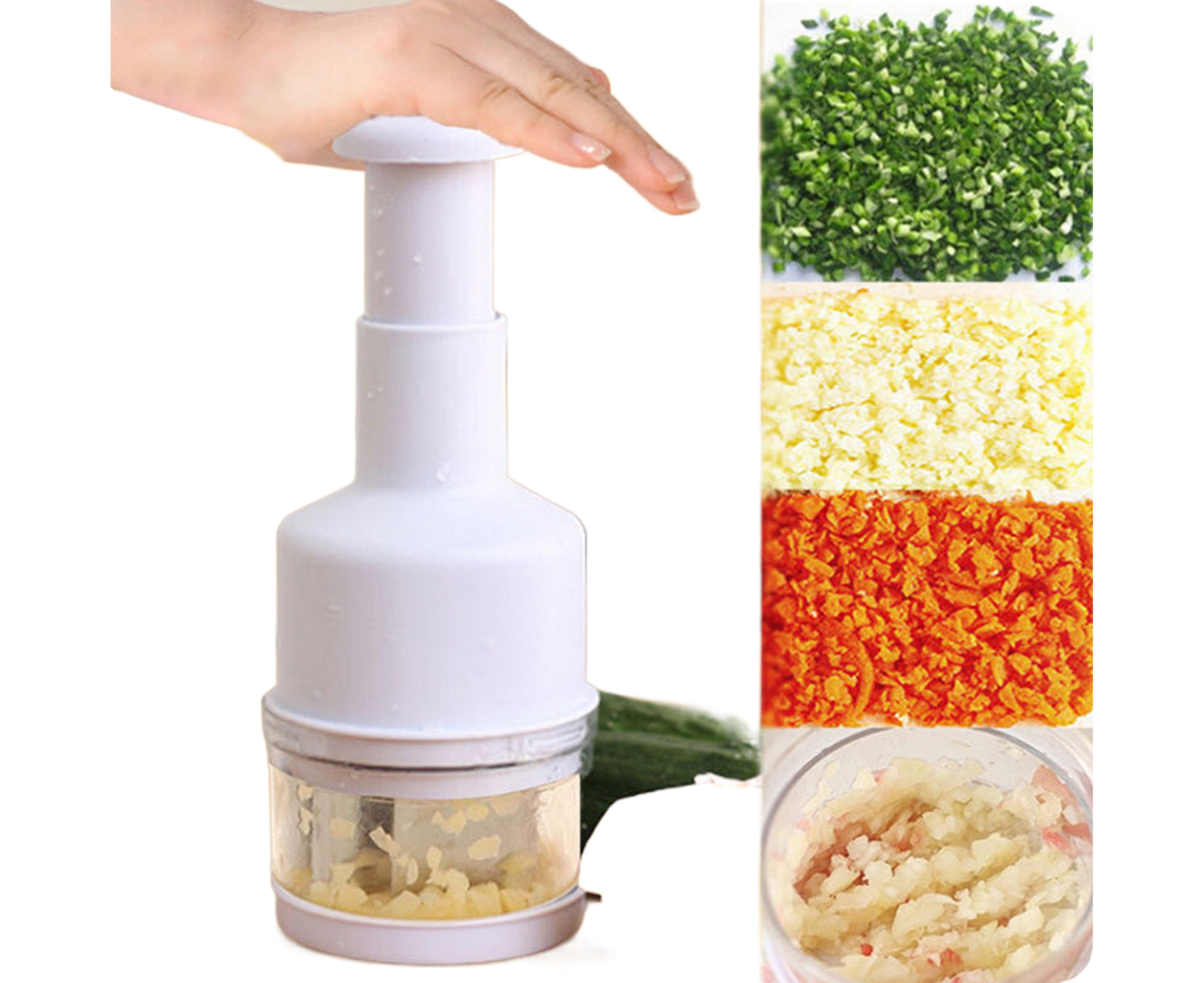 Garlic Grater Manual Multifunctional Stainless Steel Garlic Onion Food Chopper for Kitchen-White