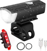 USB Rechargeable LED Bike Front Light - Waterproof, 5 Modes, for All Bikes