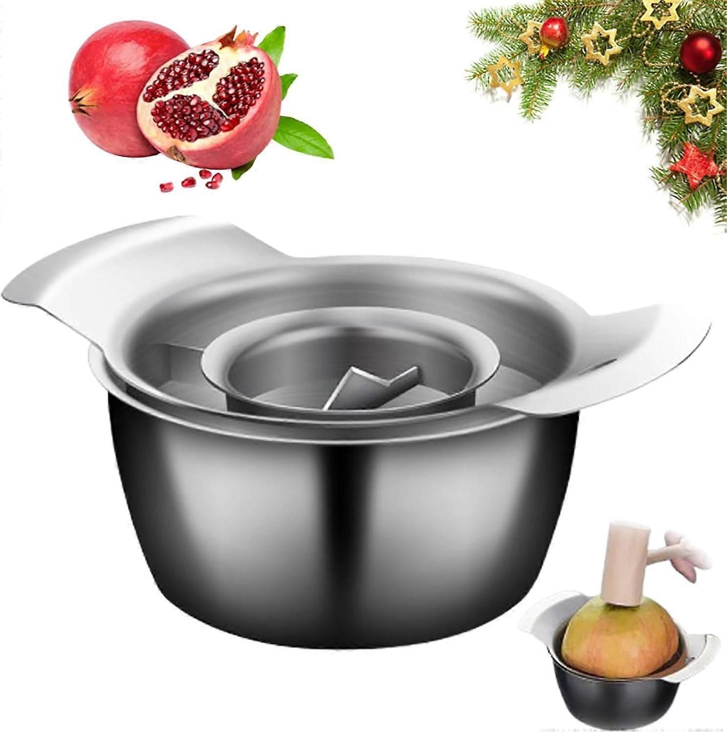 Pomegranate Peeler & Seeder Tool - Stainless Steel, with Bowl and Wooden Hammer