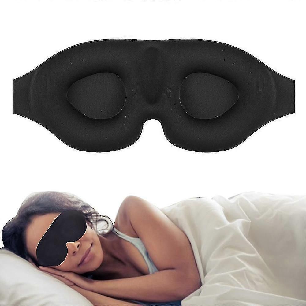 2pcs 3D Silk Sleep Mask - Black, Adjustable, Memory Foam
