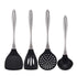 Reusable Kitchen Utensil Set - Non-Stick, Black, Stainless Steel & Silicone