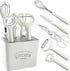 5-Piece Kitchen Gadget Set - Stainless Steel with Wooden Handles, Storage Box