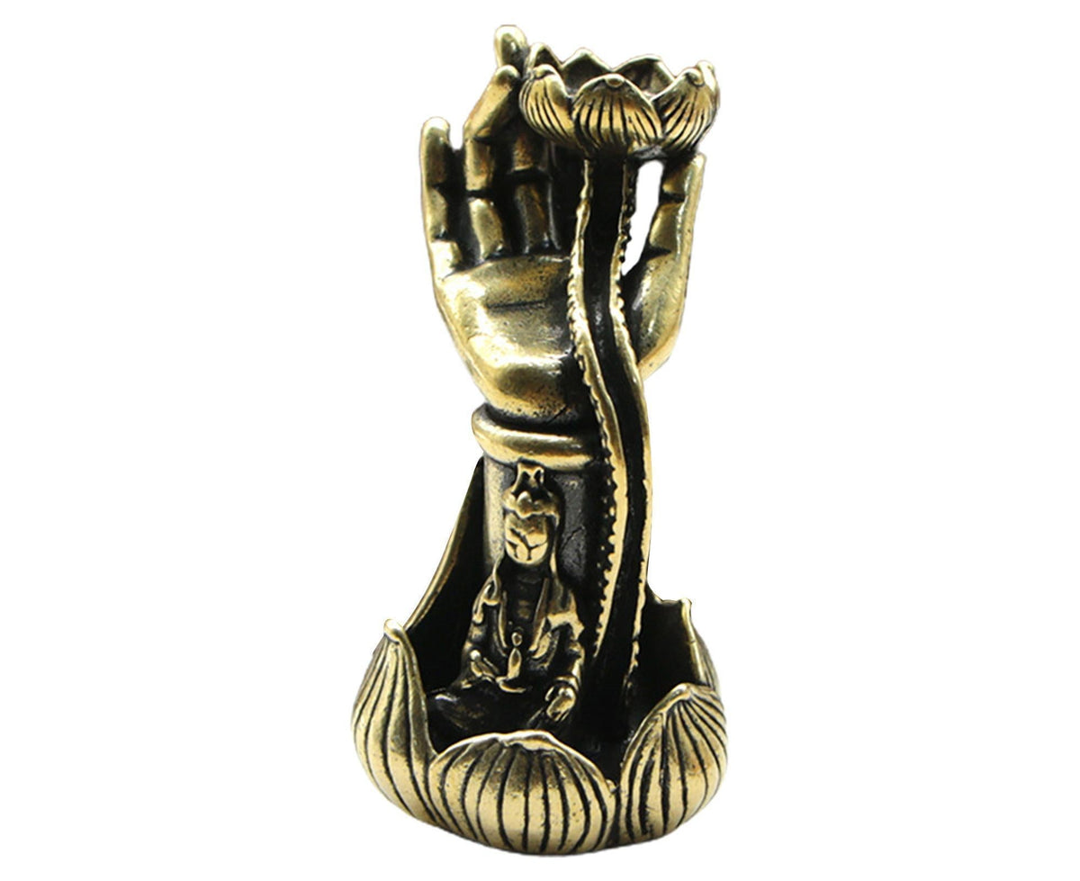 Lotus Shape Backflow Incense Burner Non-fading Brass Traditional Censer Burner for Table- L