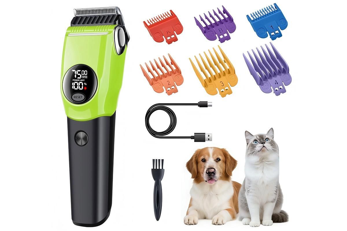 Dog Clipper Low Noise Dog Grooming Kit Rechargeable 3-Speed With LCD Display for Dogs Cats Pets