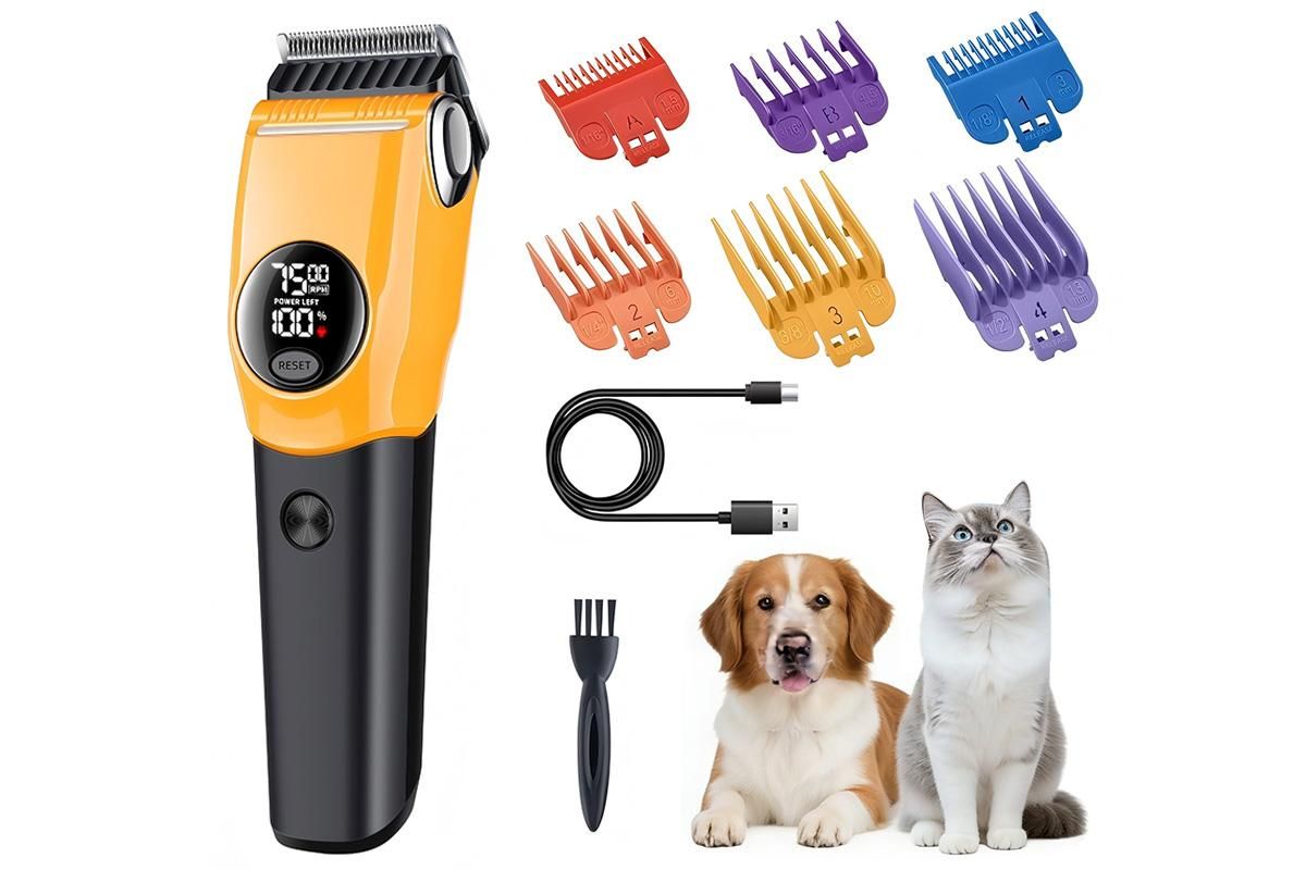 Dog Clipper Low Noise Dog Grooming Kit Rechargeable 3-Speed With LCD Display for Dogs Cats Pets