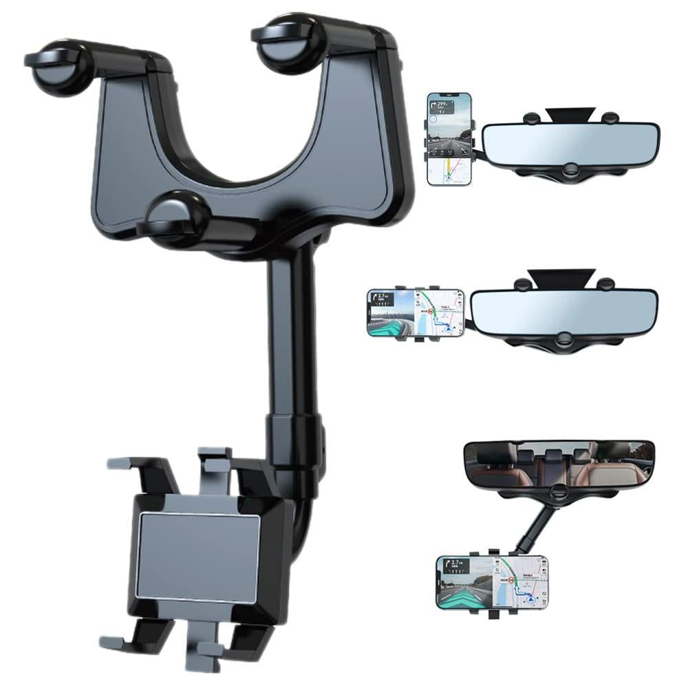 360 Rotatable and Retractable Car Phone Holder Multifunctional Rearview Mirror Phone Holder Universal Phone Mount