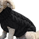 Pet Dog Sweater Pet Turtleneck Knitting Sweater Winter Warmer Clothes Pet Pullover Knitwear - Black