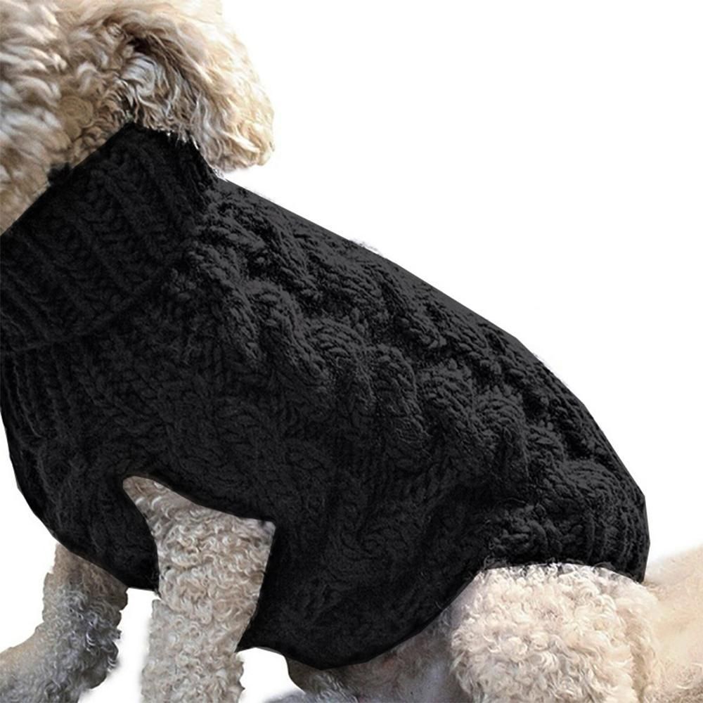 Pet Dog Sweater Pet Turtleneck Knitting Sweater Winter Warmer Clothes Pet Pullover Knitwear - Black