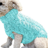 Pet Dog Sweater Pet Turtleneck Knitting Sweater Winter Warmer Clothes Pet Pullover Knitwear - Blue