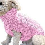 Pet Dog Sweater Pet Turtleneck Knitting Sweater Winter Warmer Clothes Pet Pullover Knitwear - Pink