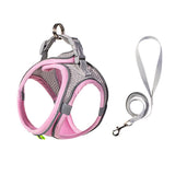 Pet Cat Harness and Leash Set Breathable Vest with Reflective Strip for Kitten Walking Traveling Pink