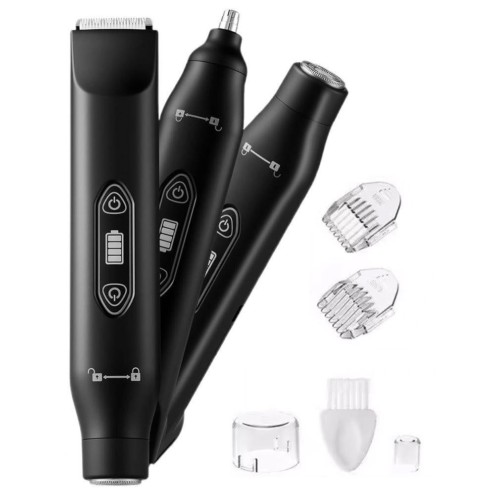 3-in-1 Electric Shaver & Nose Hair Trimmer for Face & Body Black