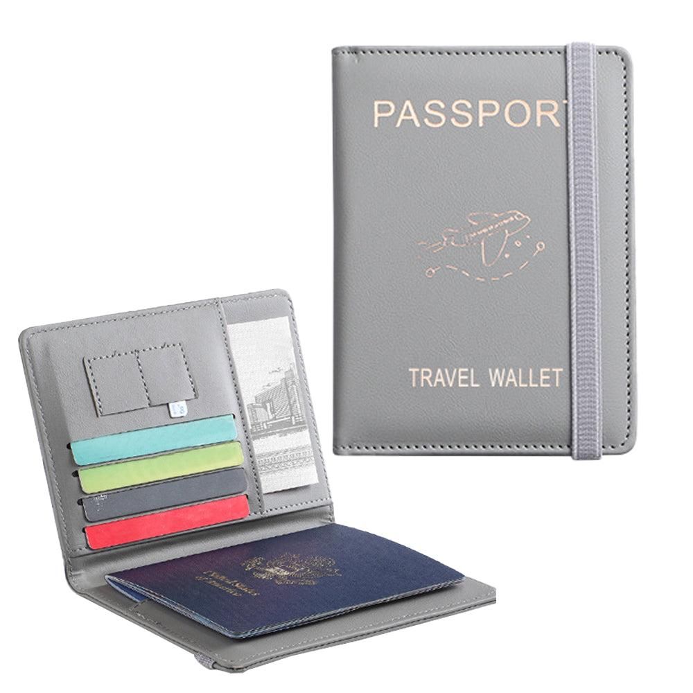 RFID Blocking Passport Holder Travel Passport Wallet Card Holder Gray