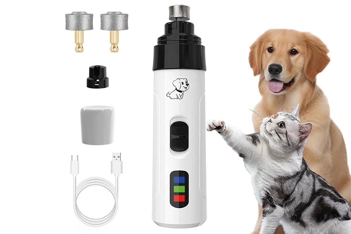 2-Speed Dog Nail Grinder Pet Nail Grinder Super Quiet Rechargeable Electric Dog Nail Trimmer for Large Medium Small Dogs