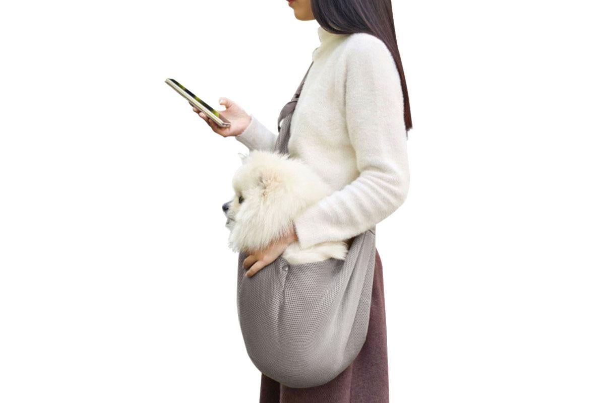 Breathable Dog Carrier Sling With Storage Pocket Pet Carrier Shoulder Pouch For Outdoor Travel -Gray