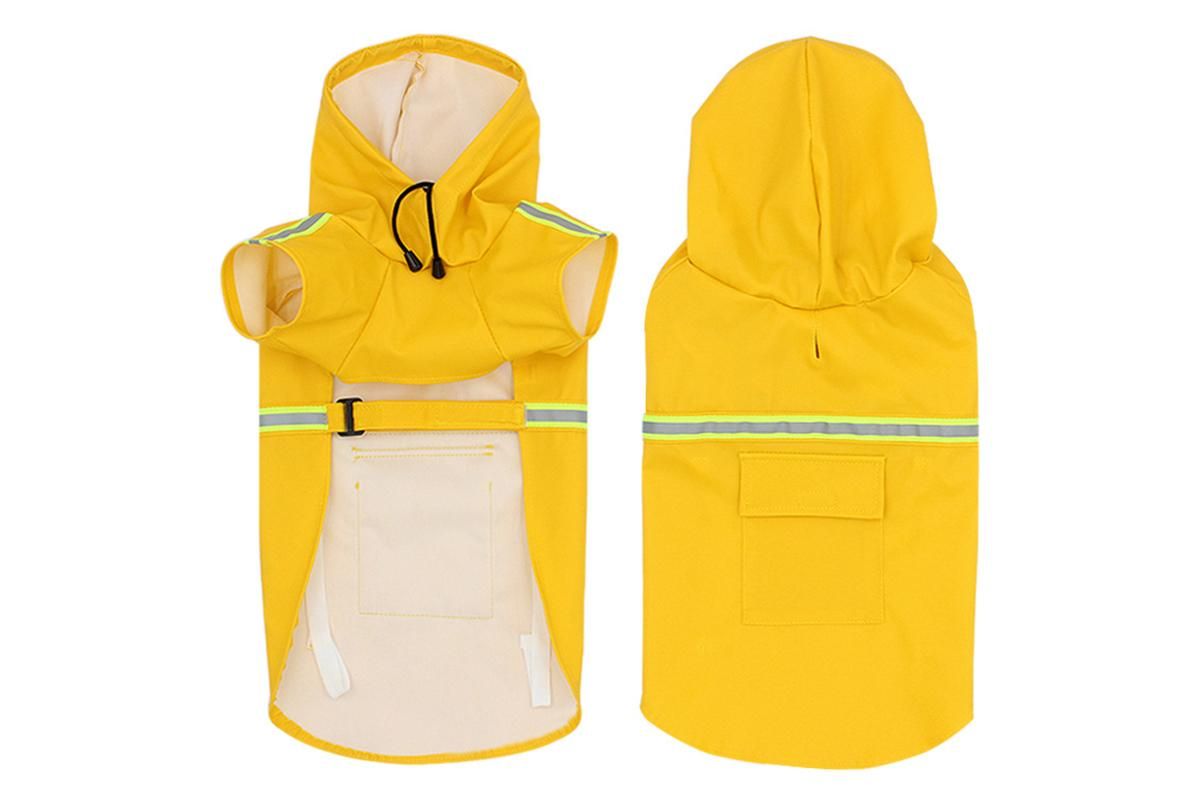 Pet Raincoat Outdoor Waterproof Dog Poncho for Small and Medium Dogs - Yellow