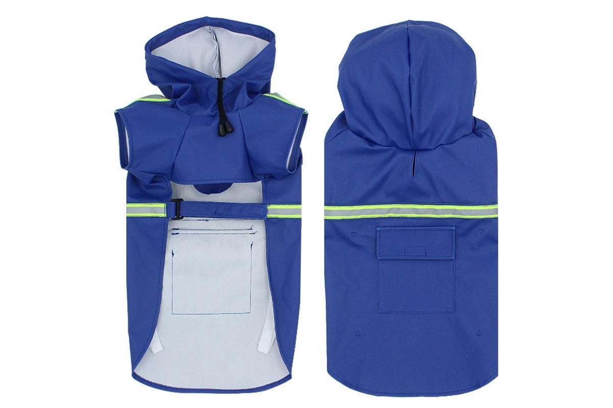 Pet Raincoat Outdoor Waterproof Dog Poncho for Small and Medium Dogs - Blue
