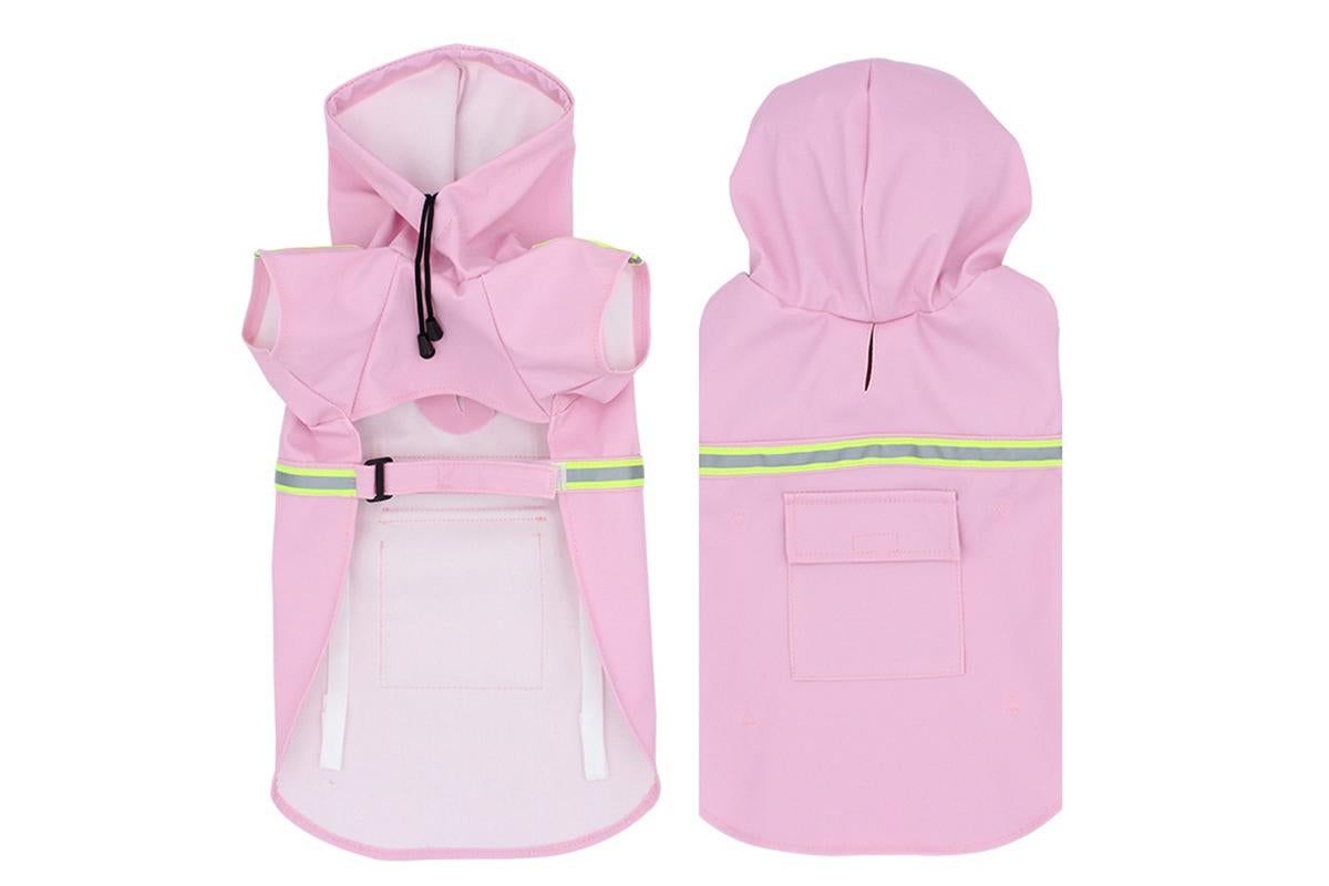 Pet Raincoat Outdoor Waterproof Dog Poncho for Small and Medium Dogs - Pink