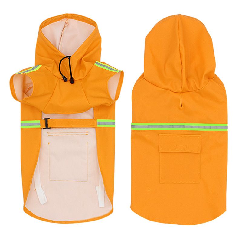 Pet Raincoat Outdoor Waterproof Dog Poncho for Small and Medium Dogs - Orange