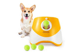 Dog Ball Launcher Thrower Automatic Tennis Fetch Throwing Machine with 3 Balls -Orange