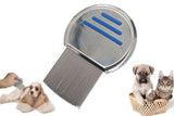 Stainless Steel Pet Flea Comb Fine Tooth Grooming Tool for Dogs Cats - Blue