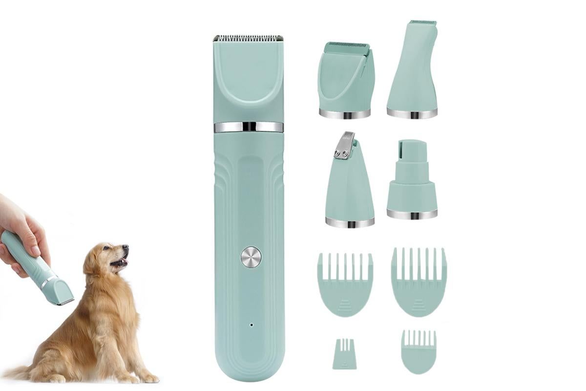 4-in-1 Dog Clipper Dog Grooming Kit with 4 Blade Heads -Green